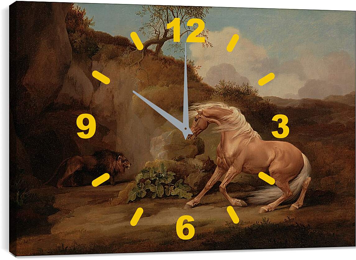 Часы картина - Лев и лошадь