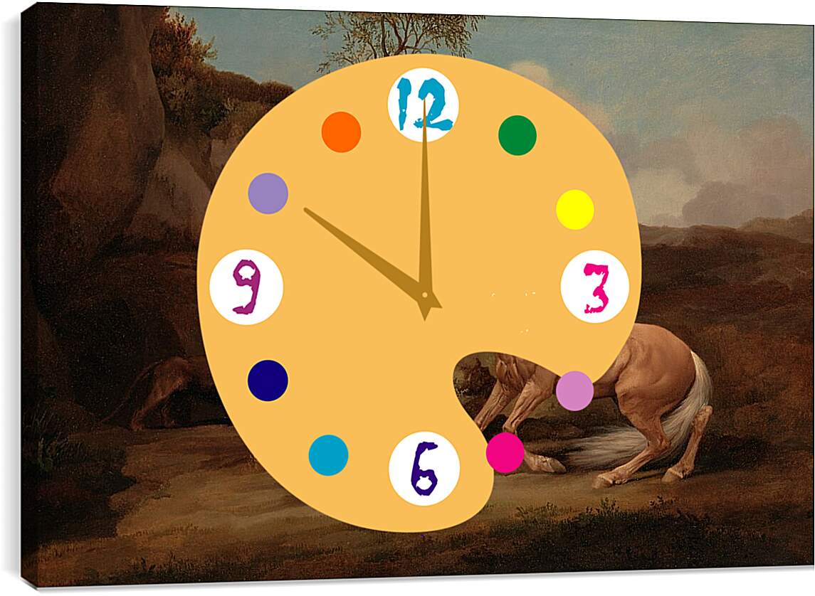 Часы картина - Лев и лошадь
