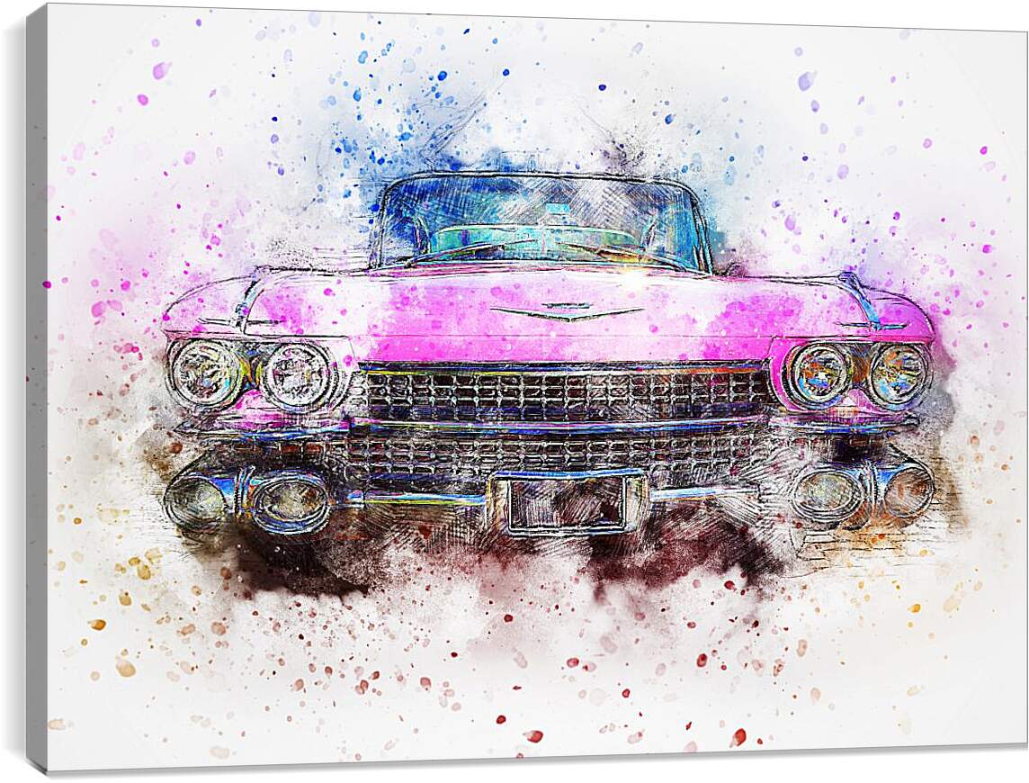 Постер и плакат - Розовый ретро авто