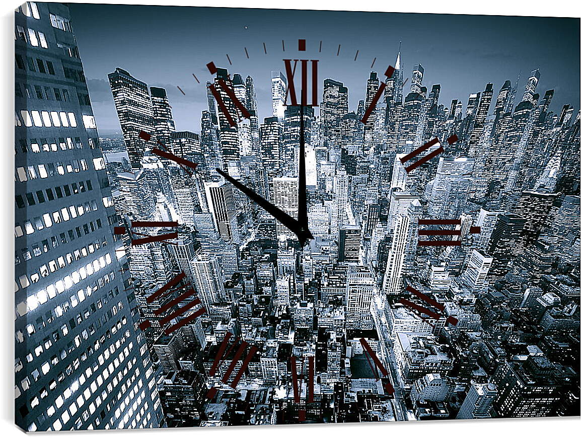 Часы картина - Мегаполис вид с верху

