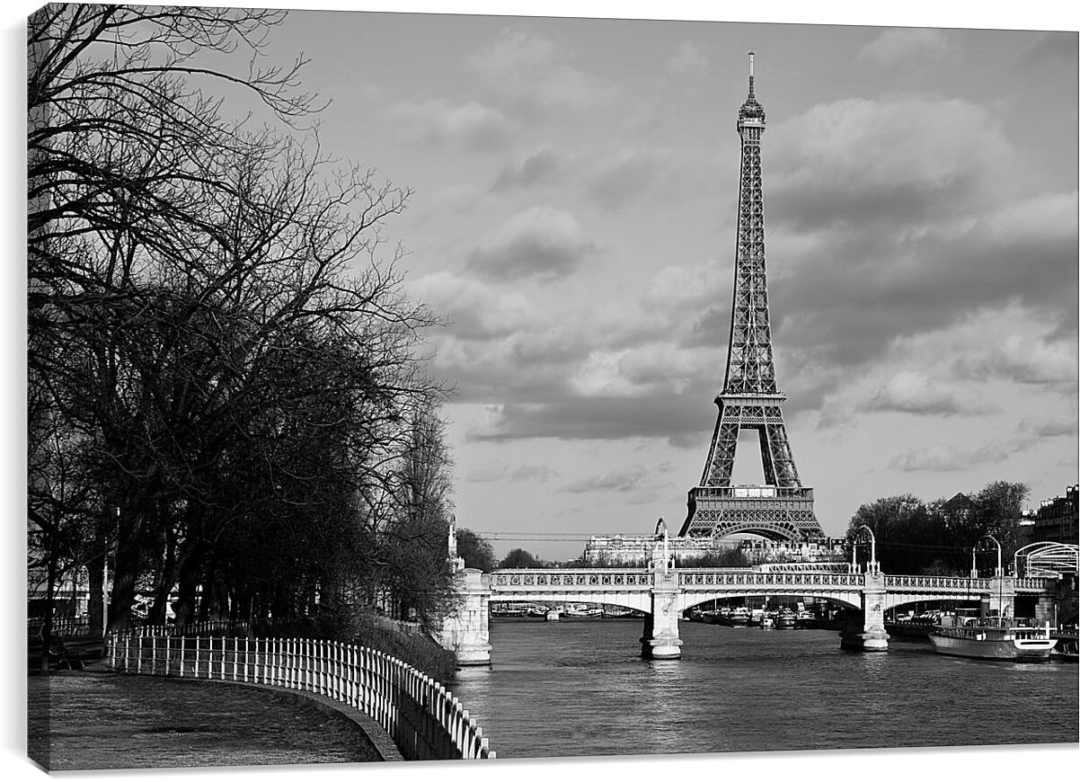 Постер и плакат - Эйфелева башня вид с реки Сена
