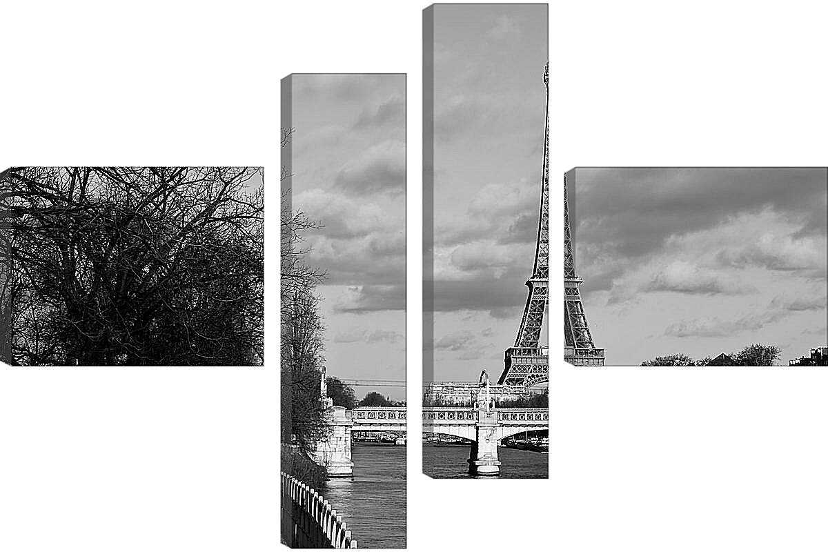 Модульная картина - Эйфелева башня вид с реки Сена
