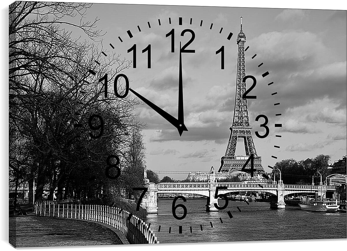 Часы картина - Эйфелева башня вид с реки Сена

