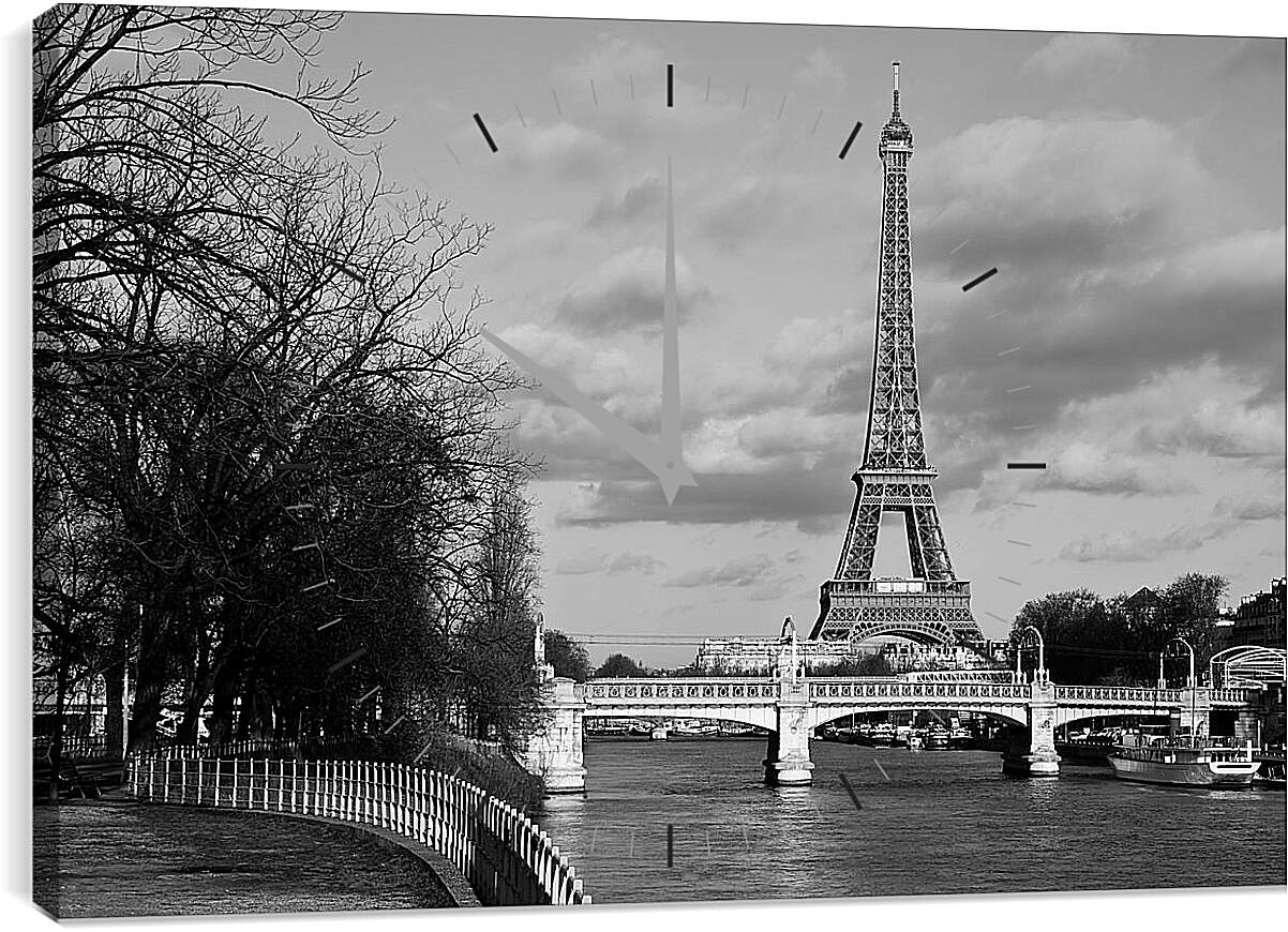 Часы картина - Эйфелева башня вид с реки Сена
