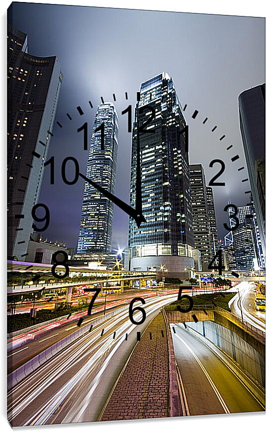 Часы картина - Дороги ночного города
