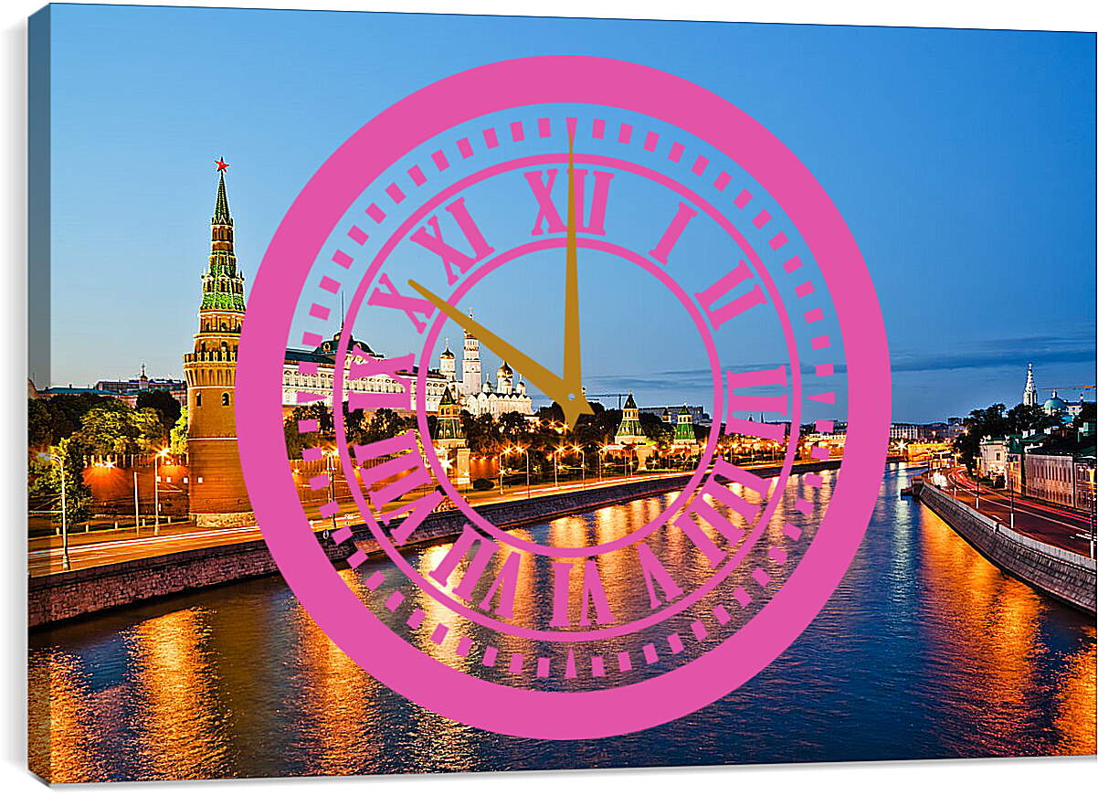 Часы картина - Москва река и Кремль
