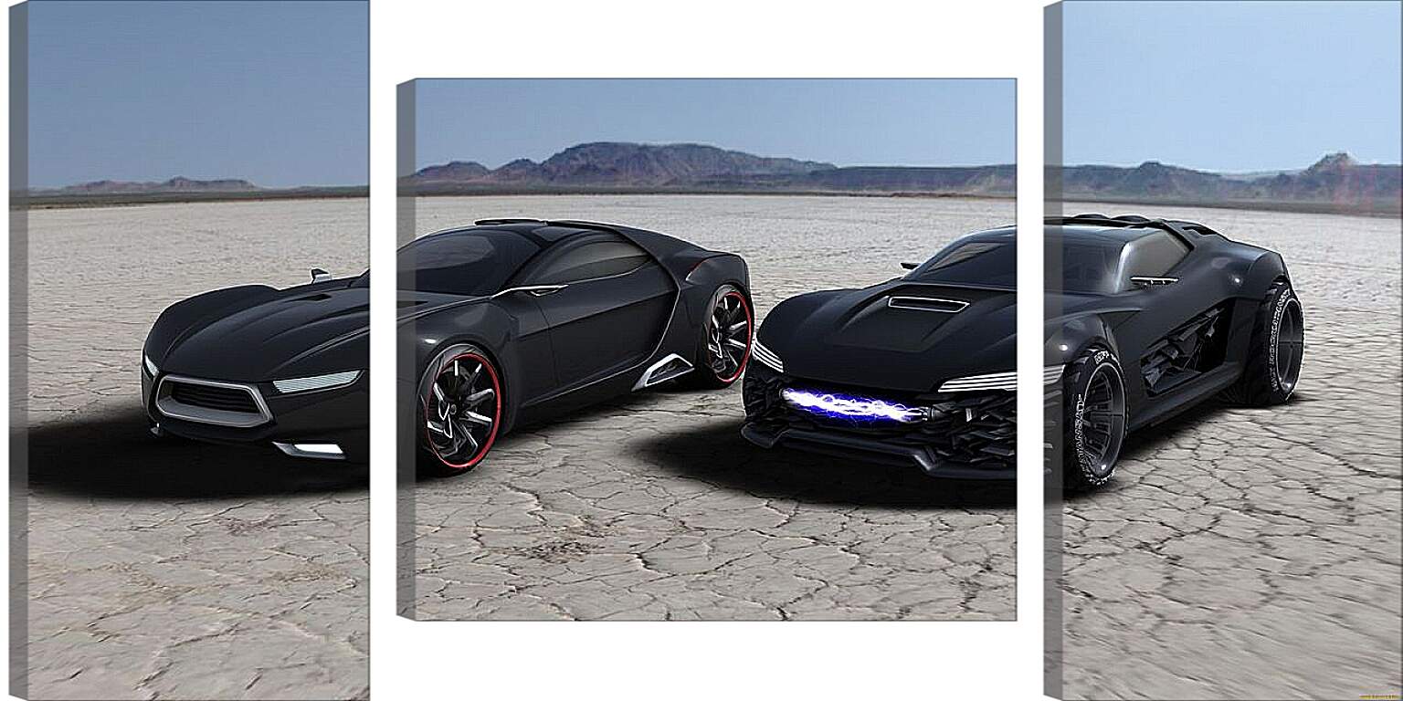 Модульная картина - Два черных спорткара