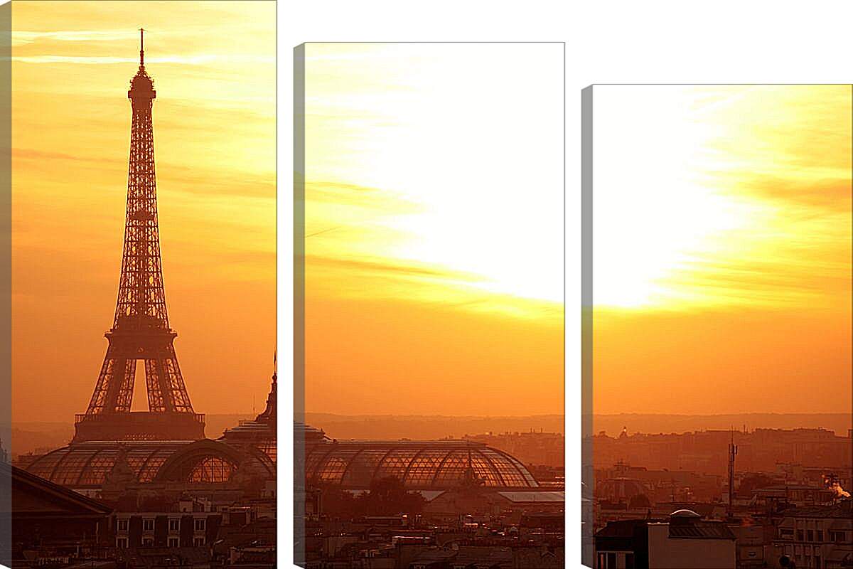 Модульная картина - Париж в лучах заката