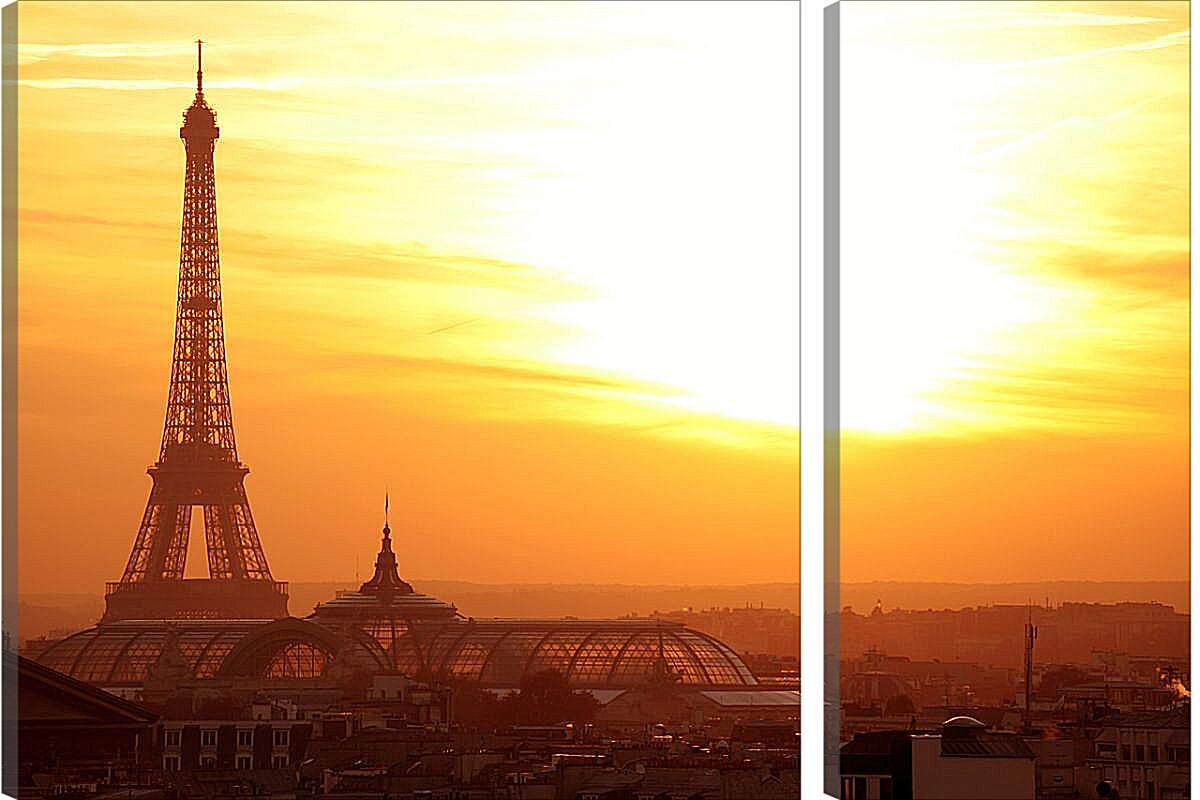 Модульная картина - Париж в лучах заката