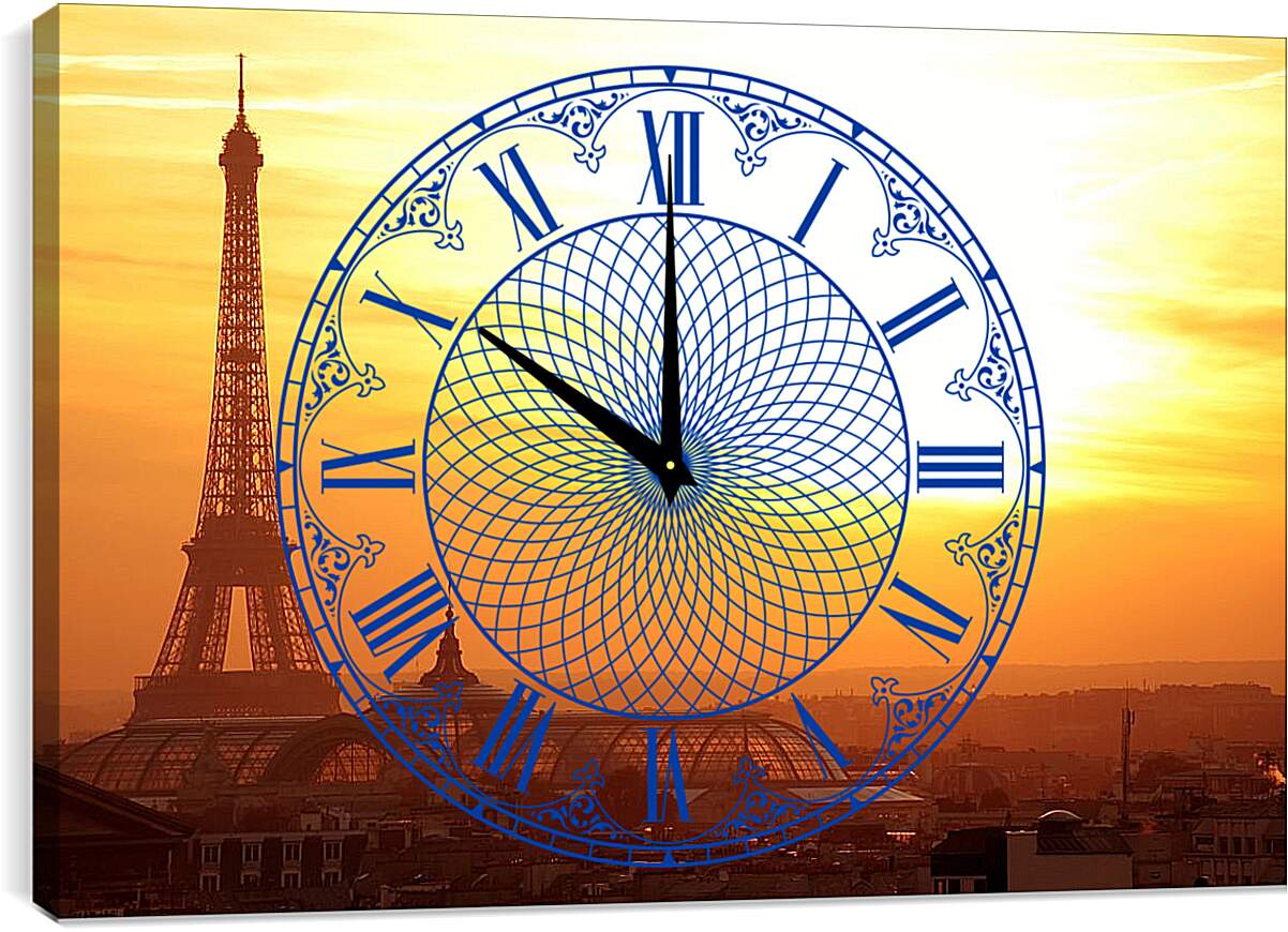 Часы картина - Париж в лучах заката