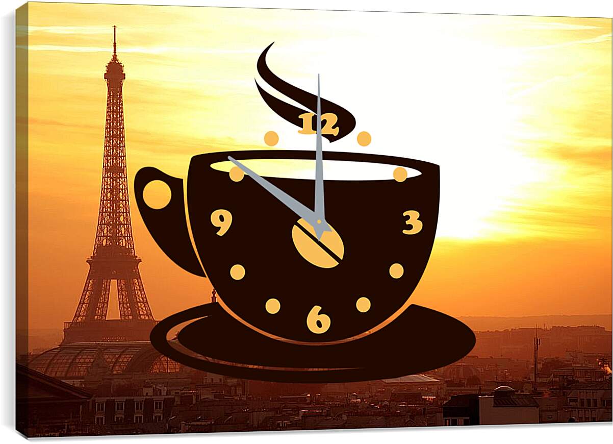 Часы картина - Париж в лучах заката