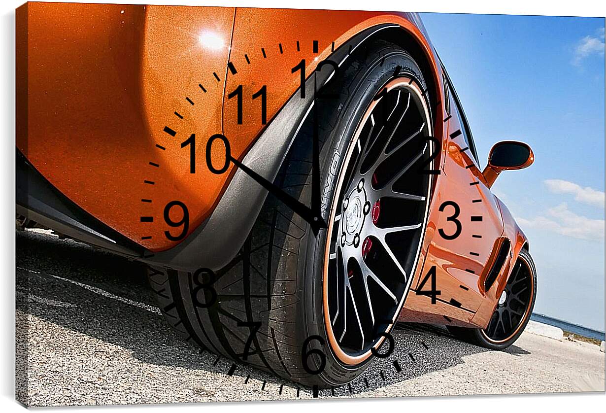 Часы картина - Оранжевый спорткар