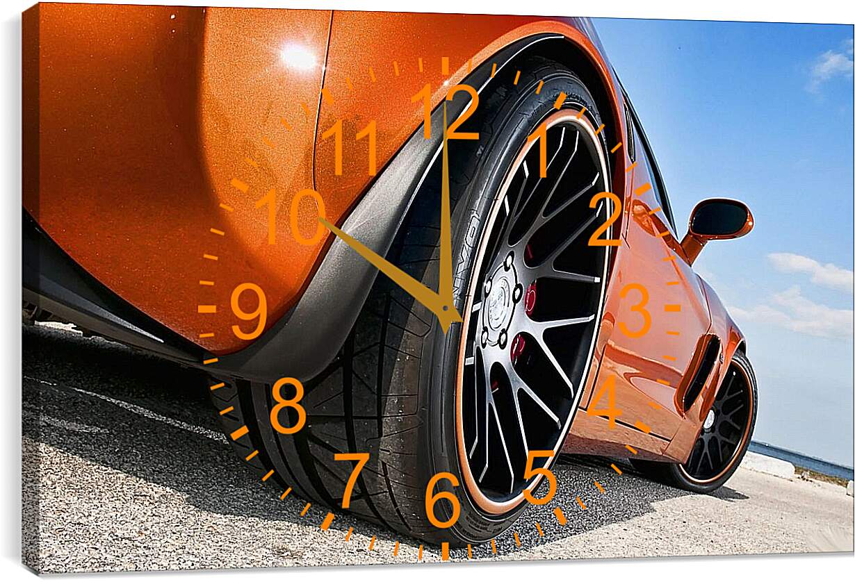 Часы картина - Оранжевый спорткар