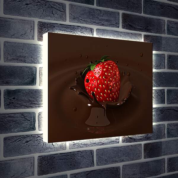 Лайтбокс световая панель - Клубника тонет в шоколаде