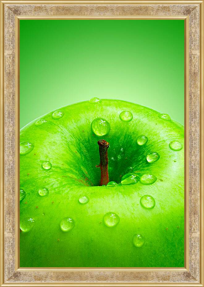 Картина в раме - Зеленое яблоко