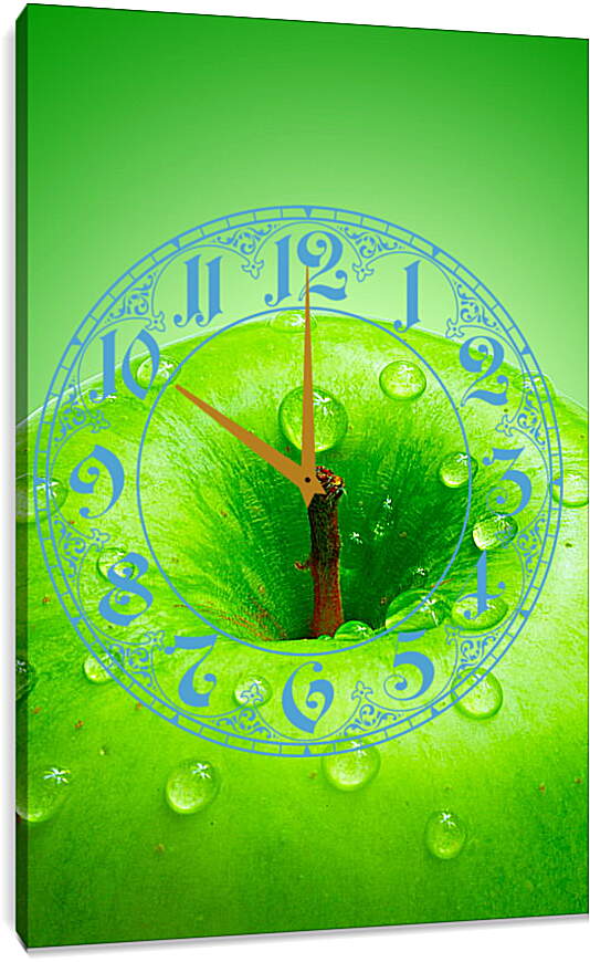 Часы картина - Зеленое яблоко