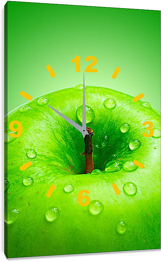 Часы картина - Зеленое яблоко
