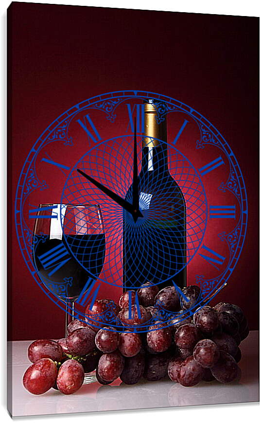 Часы картина - Красное вино