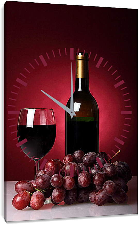 Часы картина - Красное вино