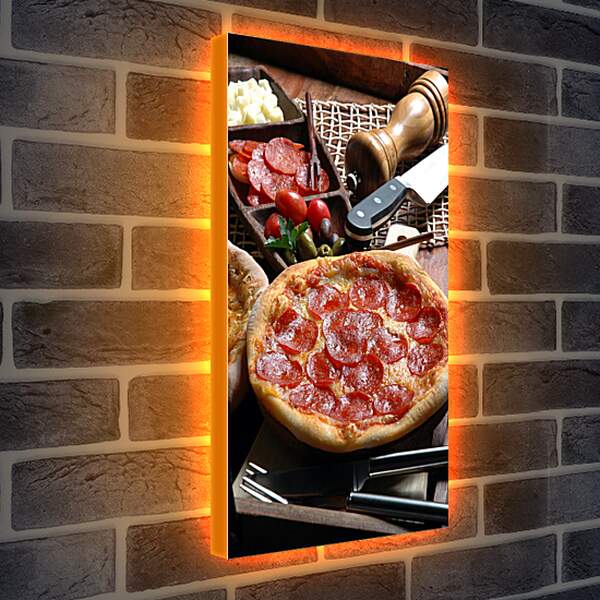 Лайтбокс световая панель - Пицца с салями