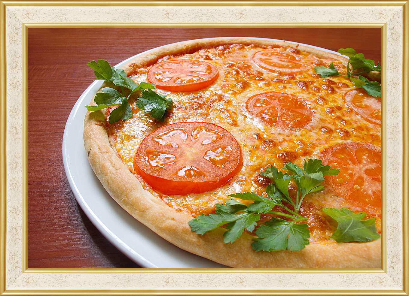 Картина в раме - Пицца с помидорами