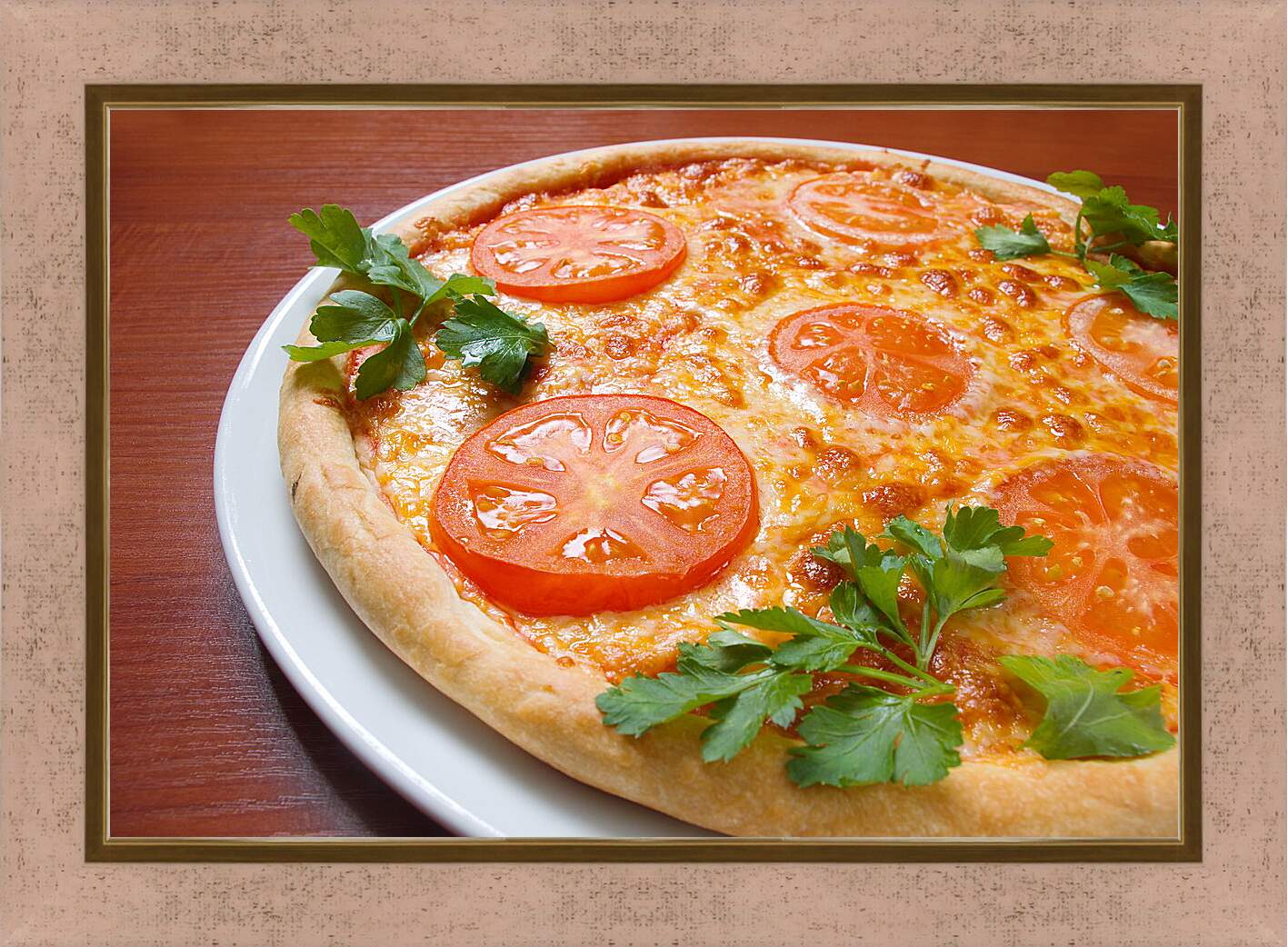 Картина в раме - Пицца с помидорами