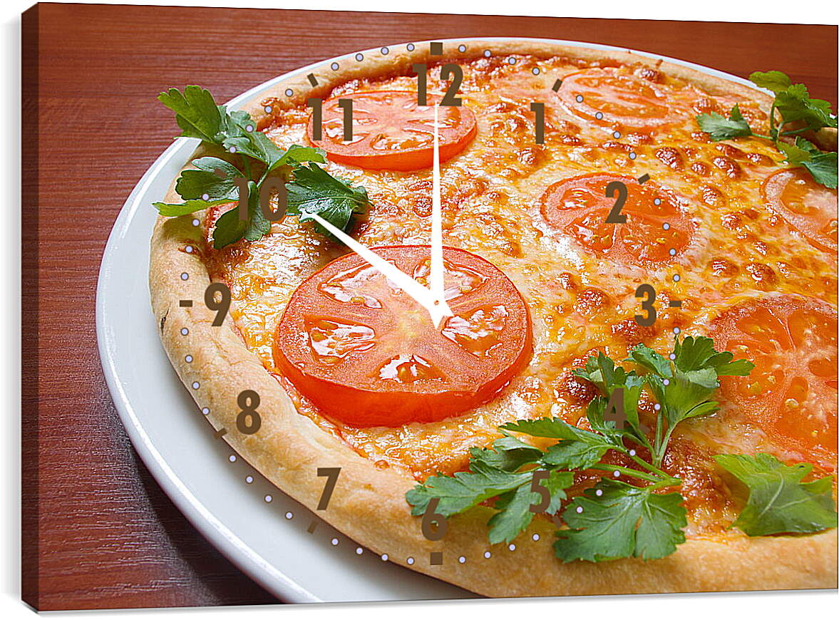 Часы картина - Пицца с помидорами