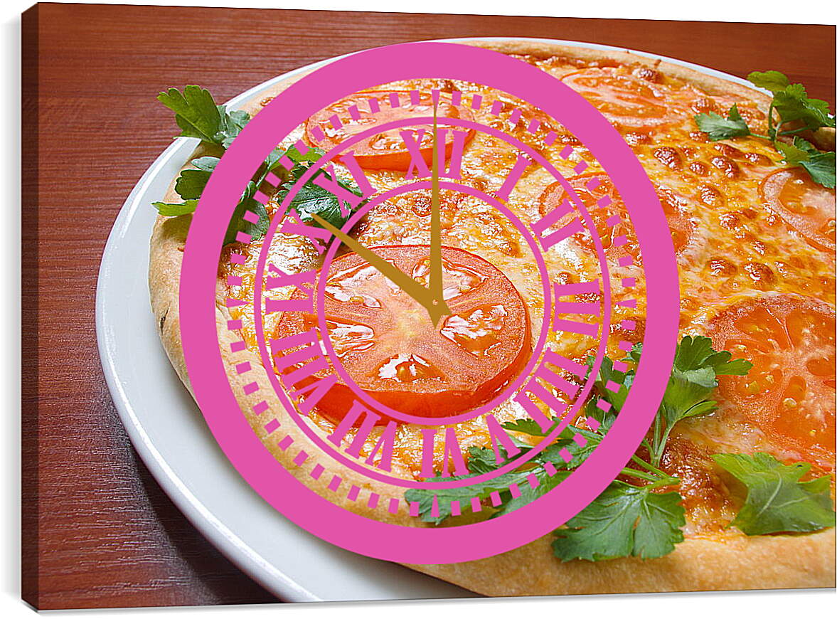 Часы картина - Пицца с помидорами