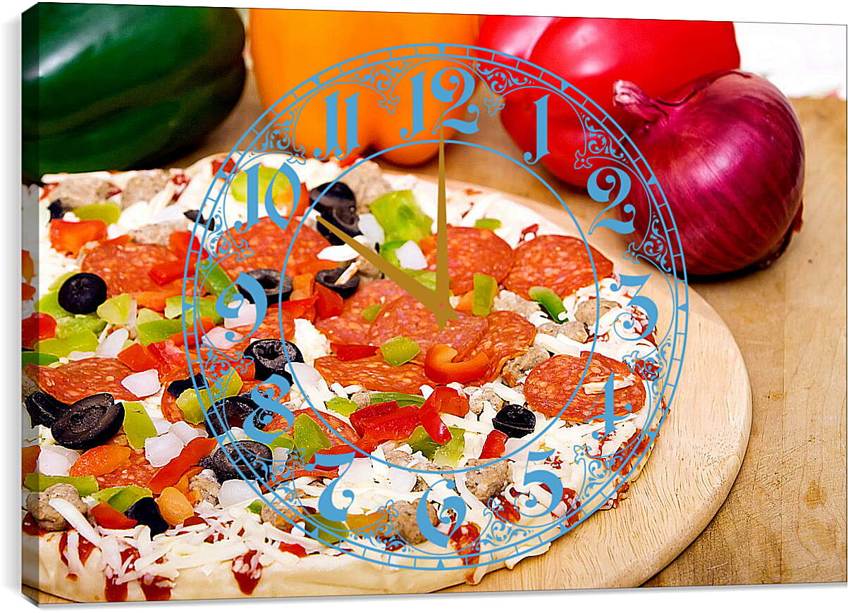 Часы картина - Овощная пицца