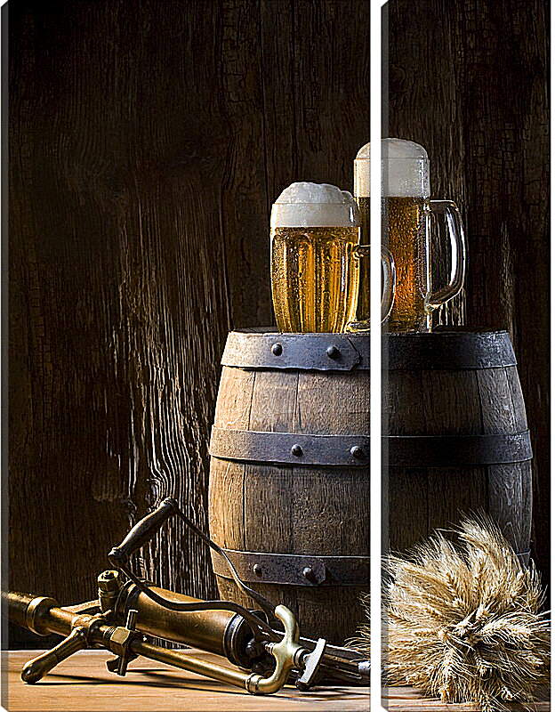 Модульная картина - Бочонок с пивом