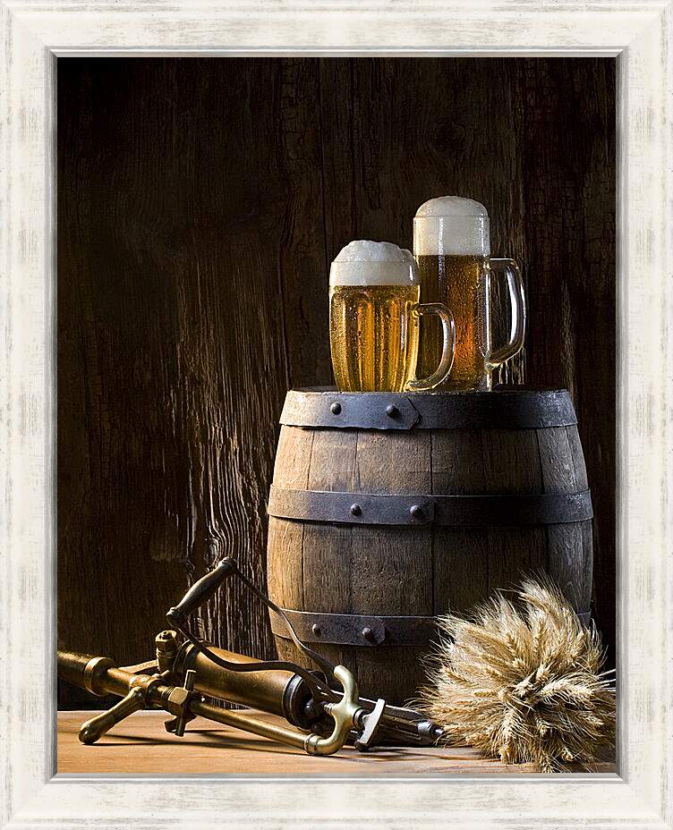 Картина в раме - Бочонок с пивом