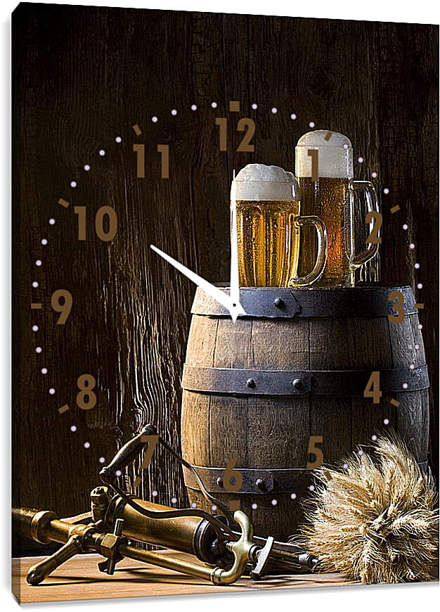 Часы картина - Бочонок с пивом