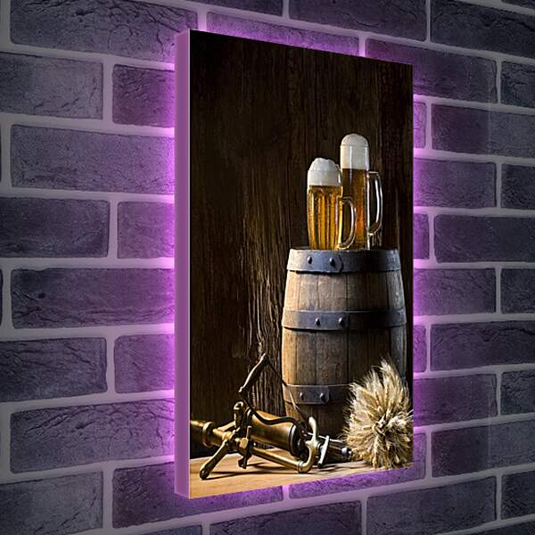 Лайтбокс световая панель - Бочонок с пивом
