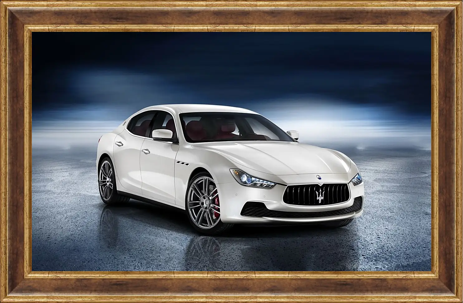 Картина в раме - Белый Мазерати (Maserati)