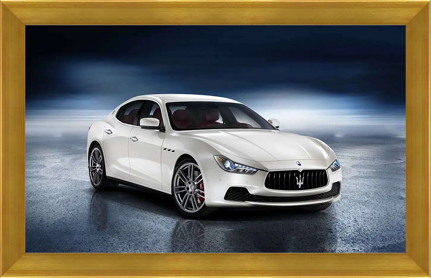 Картина в раме - Белый Мазерати (Maserati)