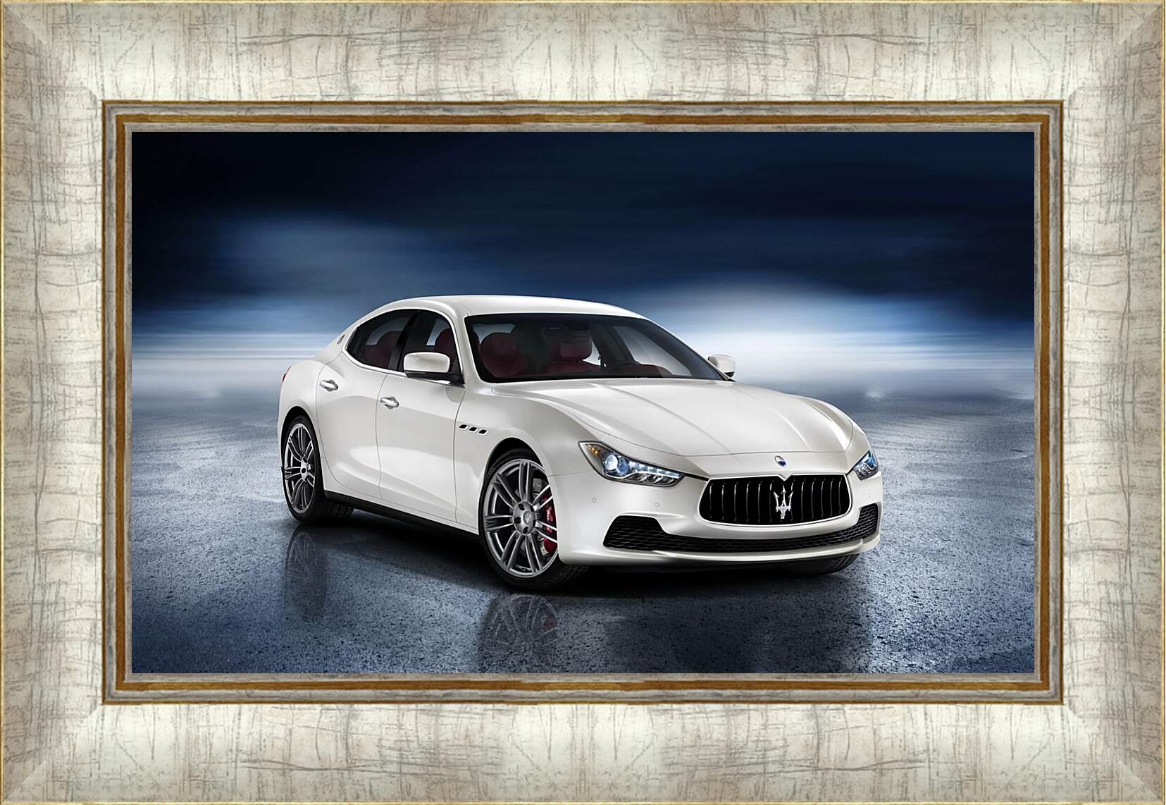 Картина в раме - Белый Мазерати (Maserati)