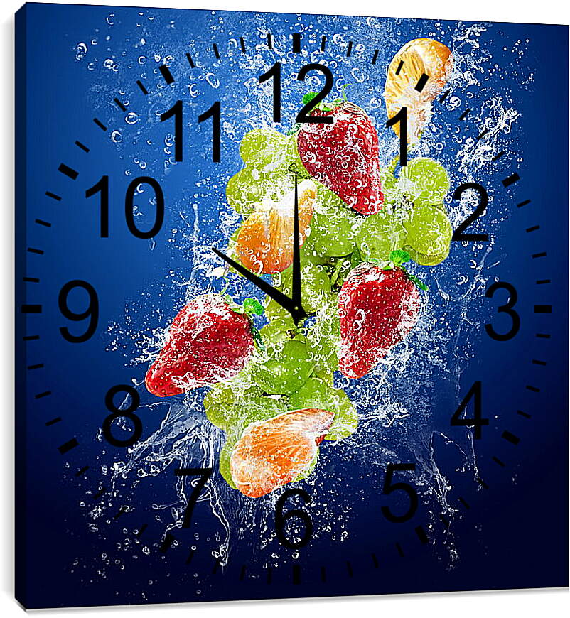 Часы картина - Фруктовое ассорти в воде