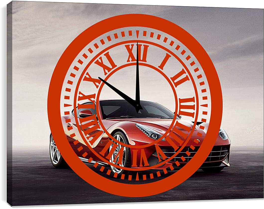 Часы картина - Красный Феррари (Ferrari)