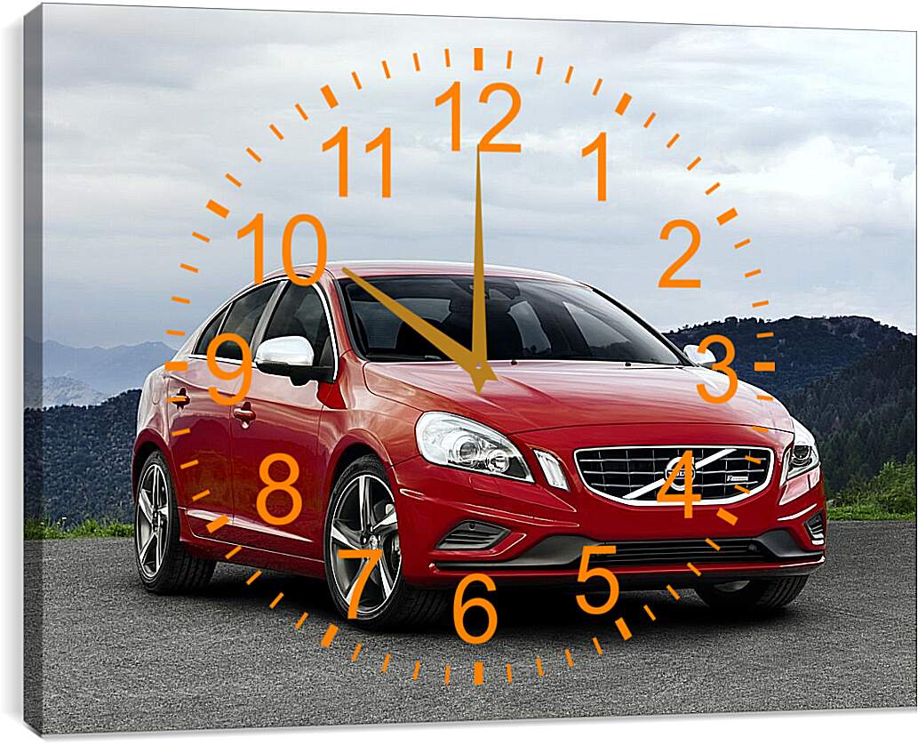 Часы картина - Красная Вольво (Volvo)