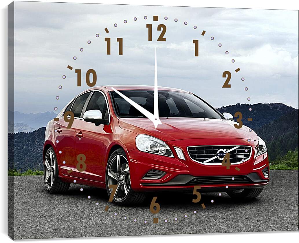 Часы картина - Красная Вольво (Volvo)