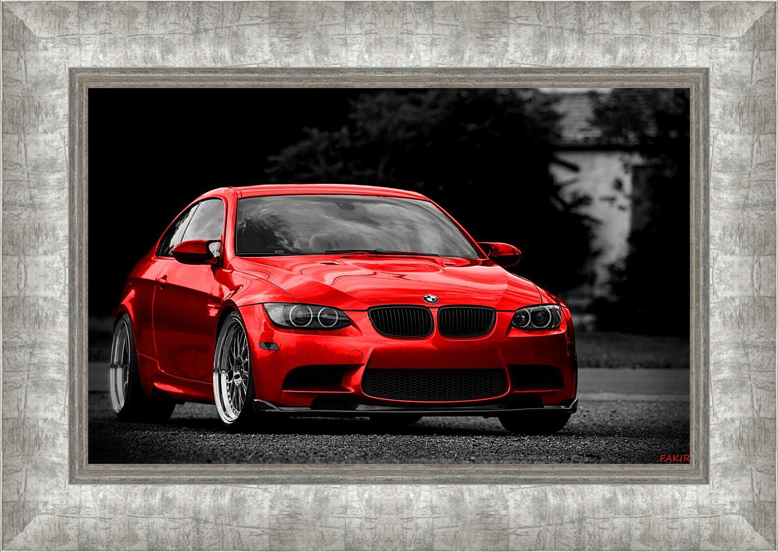 Картина в раме - Красная БМВ (BMW)