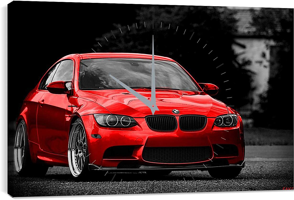 Часы картина - Красная БМВ (BMW)