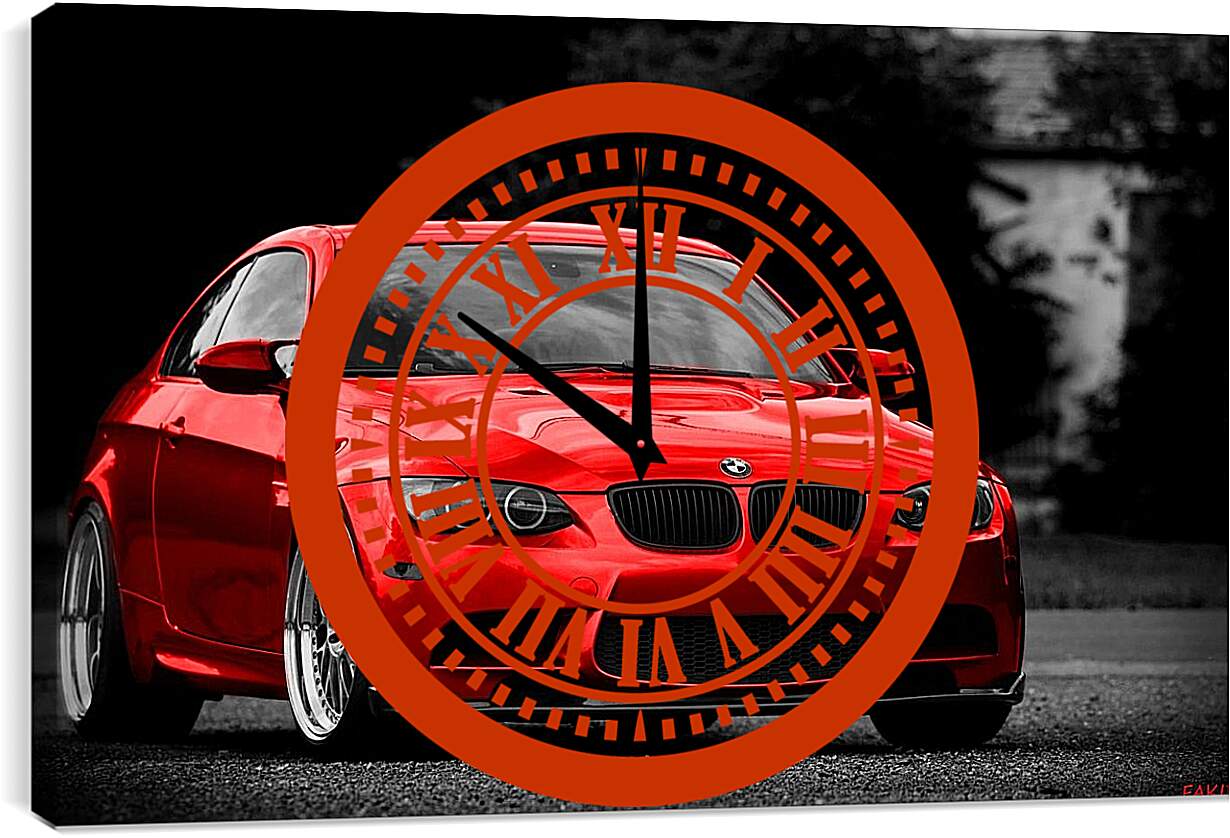 Часы картина - Красная БМВ (BMW)