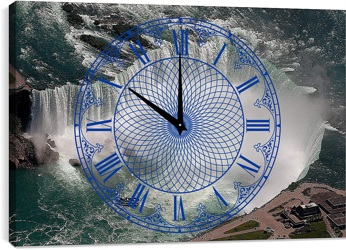 Часы картина - Водопад с высоты птичьего полета

