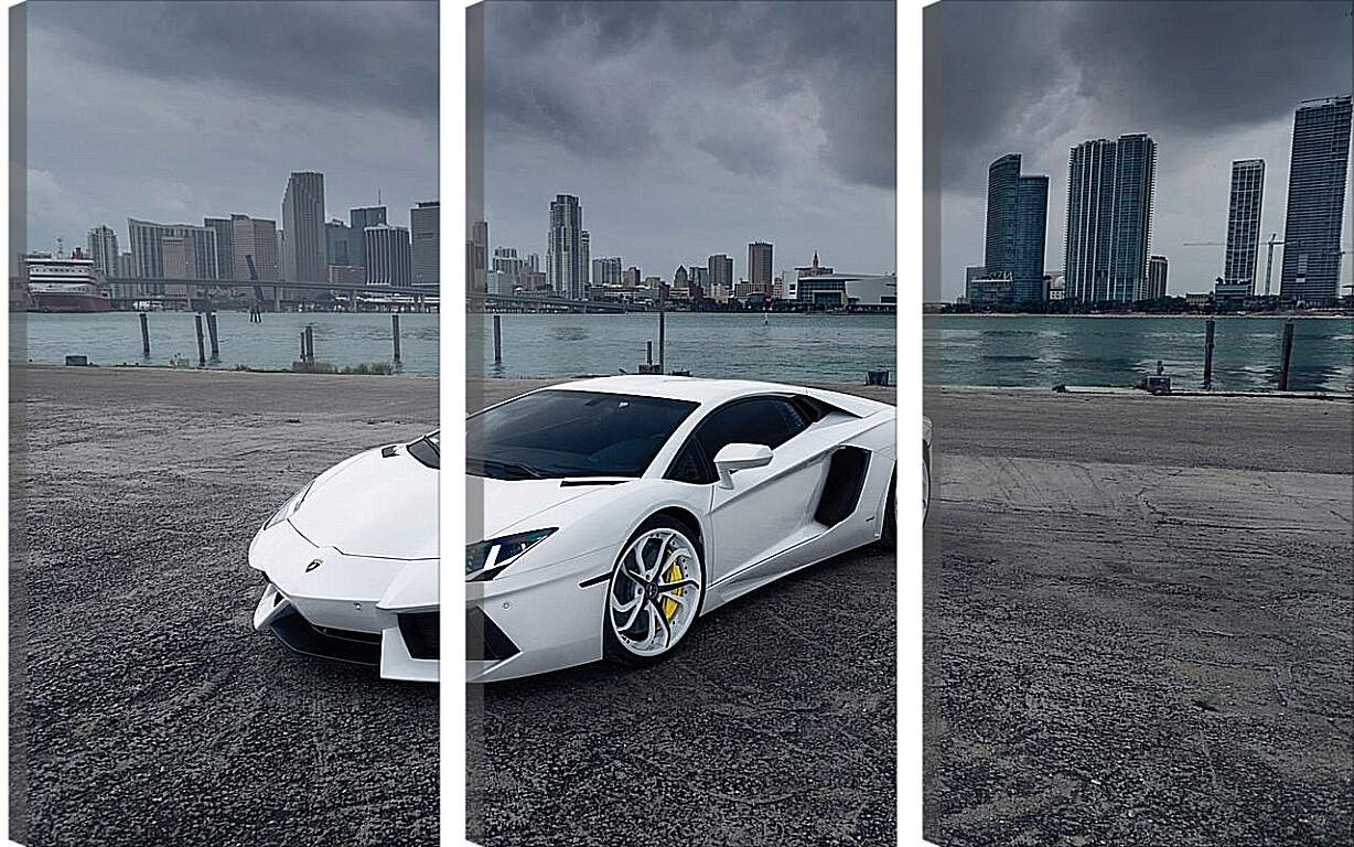 Модульная картина - Белый Lamborghini Aventador