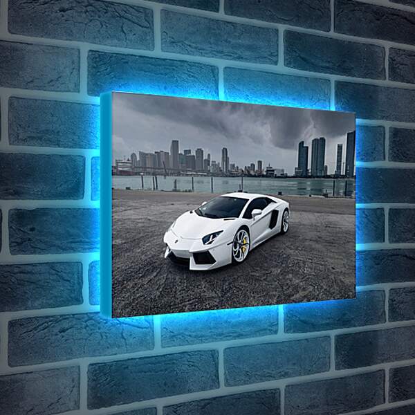 Лайтбокс световая панель - Белый Lamborghini Aventador