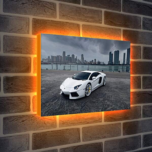 Лайтбокс световая панель - Белый Lamborghini Aventador