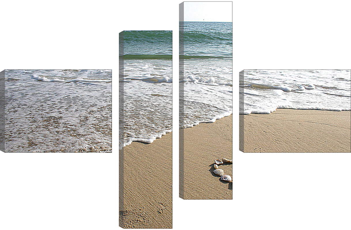 Модульная картина - Сердце на плаже
