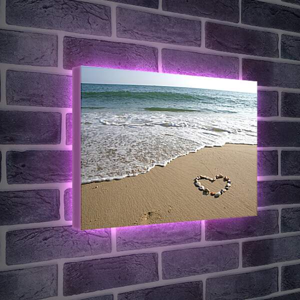 Лайтбокс световая панель - Сердце на плаже
