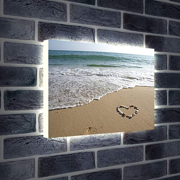 Лайтбокс световая панель - Сердце на плаже
